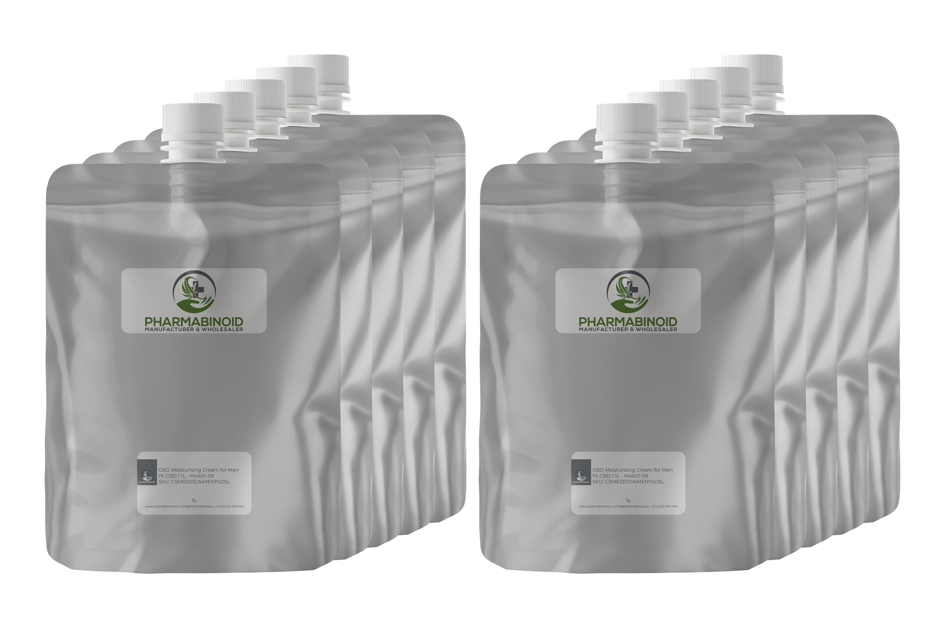 Hydratační krém s CBD pro muže od Pharmabinoid, kelímek hydratačního pleťového krému s elegantním designem a přírodními ingrediencemi.